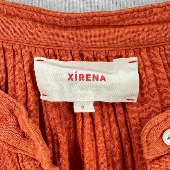 XIRENA Atlee Shirt Womens Small Deep Amber Orange Long Sleeve Button Up Gauze - Picture 9 of 16